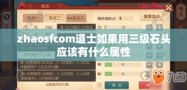 zhaosfcom道士如果用三级石头应该有什么属性