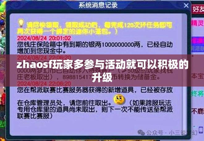 zhaosf玩家多参与活动就可以积极的升级