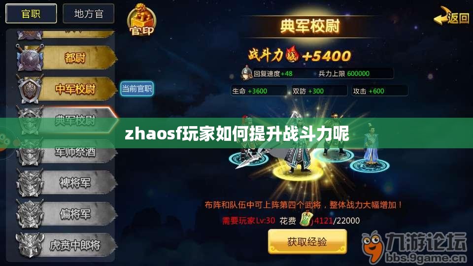 zhaosf玩家如何提升战斗力呢